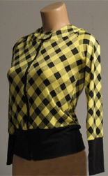 Yellow and black hoodie with checkers.