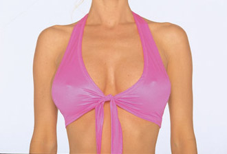 Front view of pink halter top.
